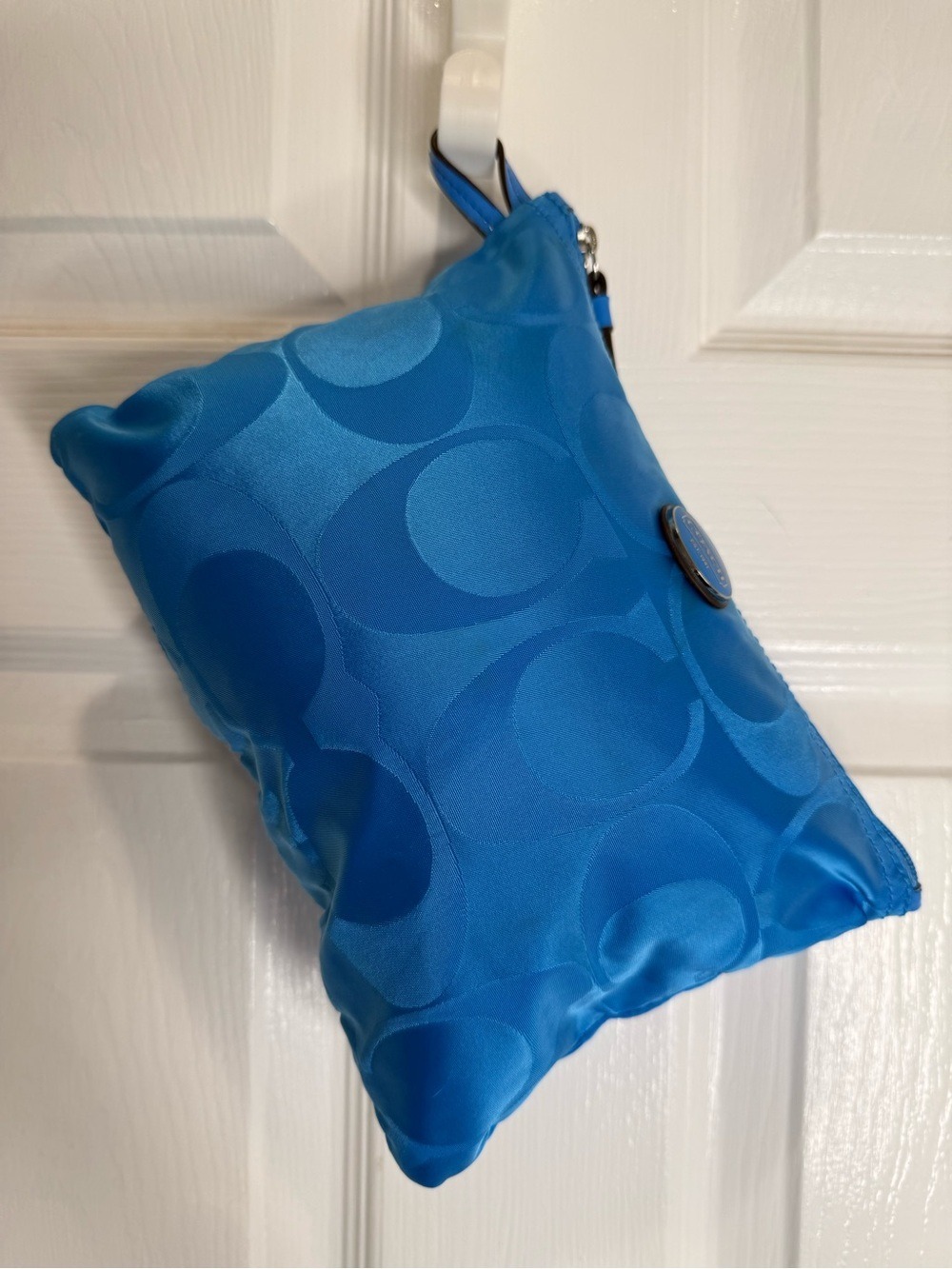 COACH GETAWAY SIGNATURE NYLON PACKABLE WEEKENDER BAG TOTE & POUCH BLUE F77321 - Picture 9 of 16